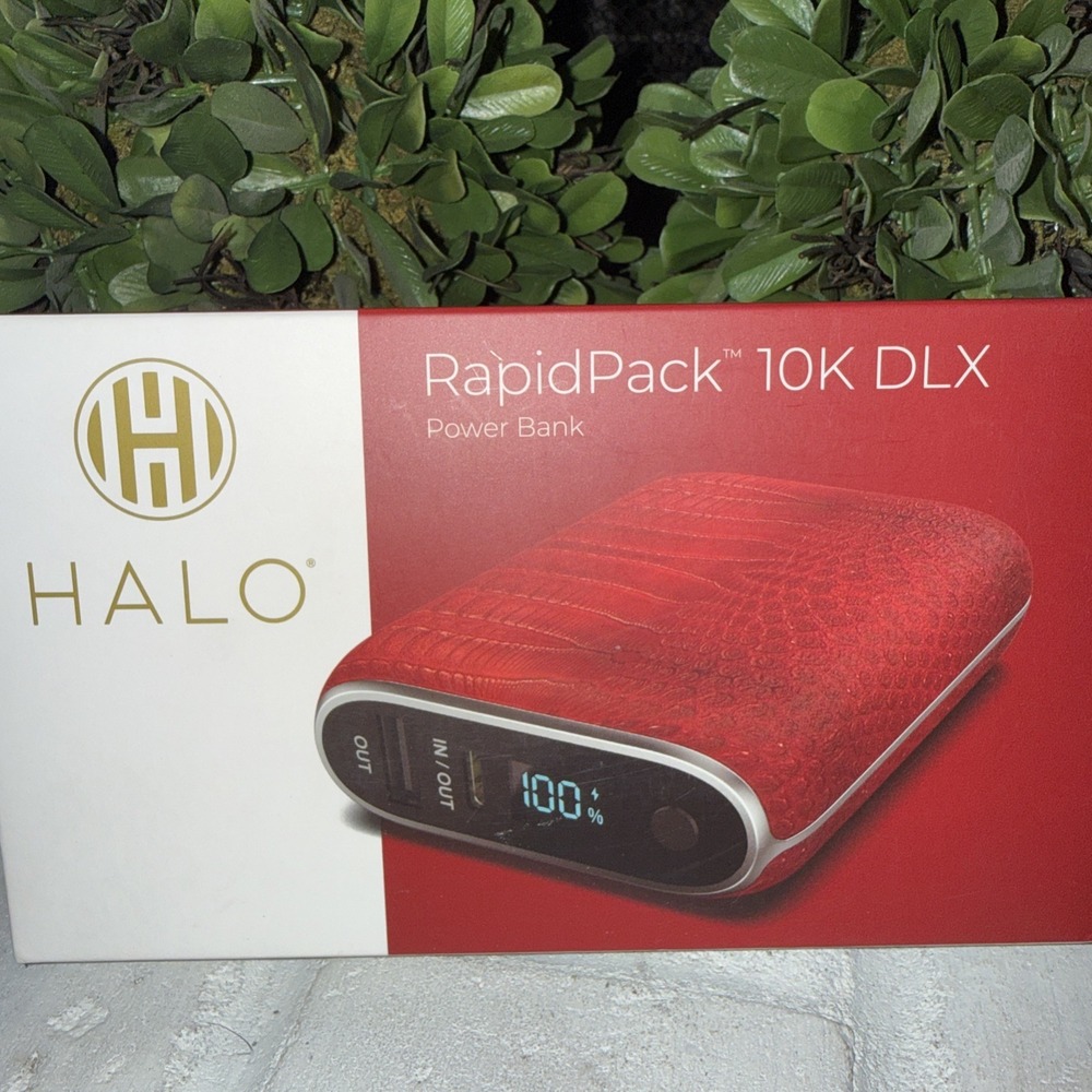 Halo RapidPack 10K DLX Power Bank with‎ USB-A Output/USB-C Input Color -RED